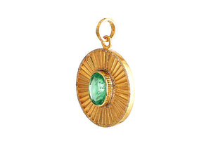 Pave Diamond Fluted Emerald Pendant, (DPL-2588)