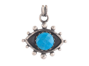 Sterling Silver Turquoise Evil Eye Pendant, (SP-5851)