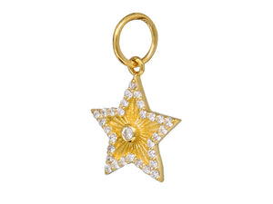 14K Solid Gold Pave Diamond Star Pendant, (14K-DP-060)