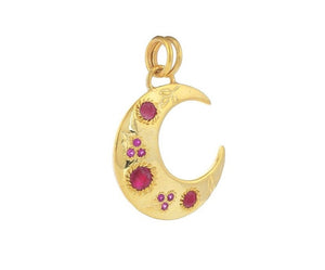 Sterling Silver Ruby Celestial Moon Pendant, (DPM-1307)