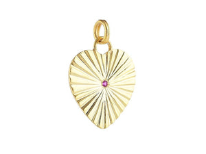 Sterling Silver Ruby Fluted Love Heart Pendant, (DPM-1308)