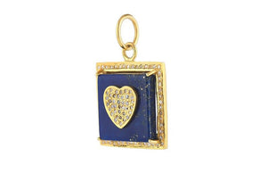 Pave Diamond & Lapis Love Heart Pendant, (DPM-1280)