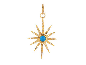 Pave Diamond & Turquoise North Star Pendant, (DPM-1327)