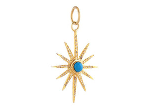 Pave Diamond & Turquoise North Star Pendant, (DPM-1327)