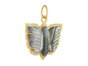 Pave Diamond & Labradorite Butterfly Pendant, (DPM-1284)