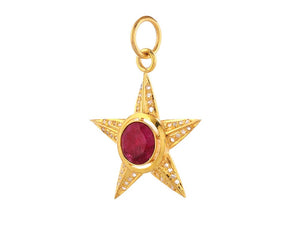 Pave Diamond & Ruby Star Pendant, (DPM-1340)