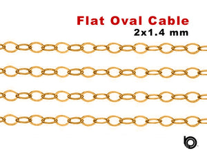 14K Gold Filled Flat Oval Cable Chain, 2x1.4 mm, (GF-063)