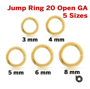 Gold Filled Jump Ring 20 GA Open,5 Sizes, (GF/JR20O) - Beadspoint