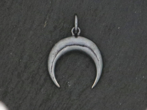 Sterling Silver Artisan Crescent  Moon Charm -- (AF-246) - Beadspoint