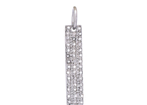 Pave Diamond Medium Bar Tag Charm, (DCH-189)