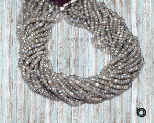 Labradorite AB Silver Coated Rondelles Beads,  (LBRD4RNDLAB) - Beadspoint