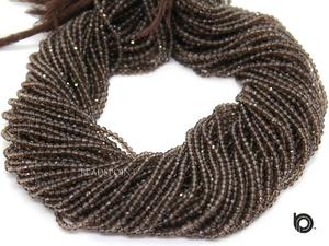 Smokey Roundel Micro Faceted Rondelle Beads, (SMOKY-2.5FRNDL) - Beadspoint