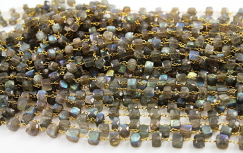 Labradorite Faceted Cube Chain, (RS-LAB-116) - Beadspoint