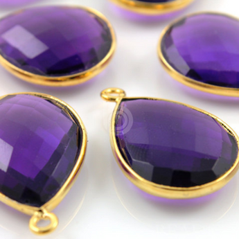 Natural Amethyst Faceted Pear Bezel, (BZC7425) - Beadspoint