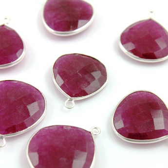 Dyed Ruby Faceted Heart Shape Bezel, ( BZCT7206) - Beadspoint