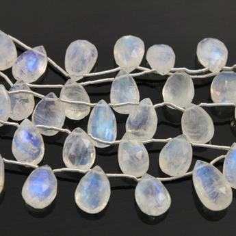 Rainbow Moonstone Faceted Pear Drop, (RM/PR/6x9-8x11) - Beadspoint