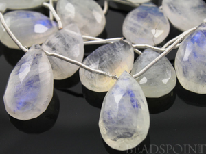Rainbow Moonstone Large Faceted Pear Drops, (MNS10x15PEAR) - Beadspoint