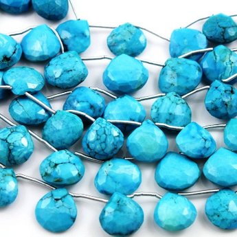 Turquoise faceted Heart Drop, (TQB/HRT/10-12) - Beadspoint