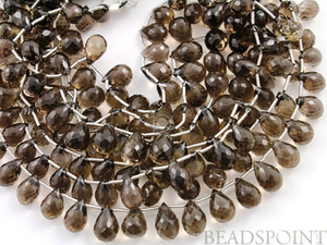 Smoky Topaz Faceted Tear Drops, 6x10 to 8x11 mm (STZGradTear) - Beadspoint
