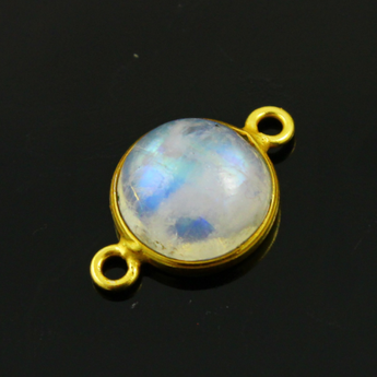 Rainbow moonstone Bezel Connector (RNMC537) - Beadspoint