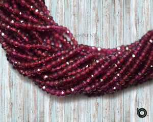 Rhodolite Garnet Faceted Roundel Beads, (GNTR325RNDL) - Beadspoint
