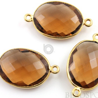 Whisky Topaz Faceted Oval Connector, (BZC7372(A) - Beadspoint