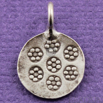 Thai Hill Tribe Round Floral Charm Pendent, (8128-TH) - Beadspoint