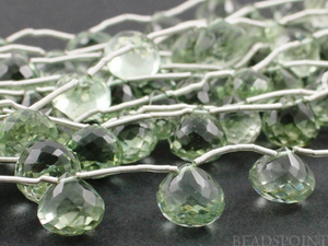 Green Amethyst Micro Faceted Small Onion Drops, (GAMsmonion) - Beadspoint