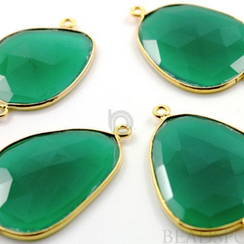 Green Onyx Fancy Shape Connectors, , (BZC7363-XLG) - Beadspoint