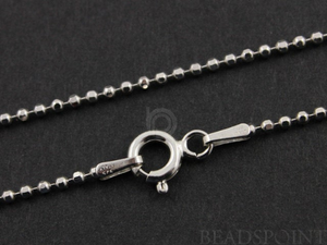 Sterling Silver Finished Ball Neck Chain ,(BALL15DCRH-16) - Beadspoint