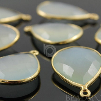 Light Aqua Chalcedony Faceted Pear Bezel, (BZC7426) - Beadspoint