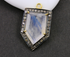 Pave Diamond w/ Flashy Blue Rainbow Moonstone Pendent, (RNB/DIA/ 15x22)