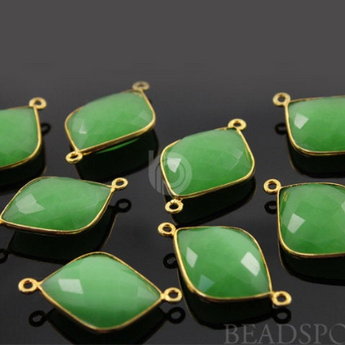 Chrysoprase Faceted Bezel Fancy Cut Bezel Connector (BZC7385) - Beadspoint
