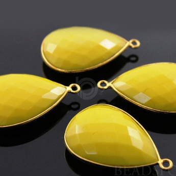 Stabilized Yellow Turquoise Faceted Pear Bezel, (BZC7316) - Beadspoint