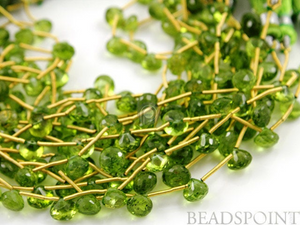 Genuine Green Peridot Faceted Onion Drops, (4PER6-7onion) - Beadspoint