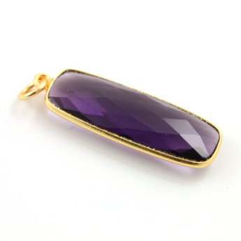Amethyst Bezel Long Bar Pendant, (BZC9051/AM) - Beadspoint