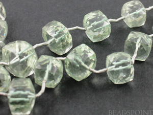 Green Amethyst Micro Faceted Cube Beads, (GAMsmcube) - Beadspoint