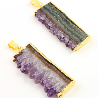 Raw Amethyst Electroplated Slice Pendant, (DZY/CNT/SLC/902) - Beadspoint