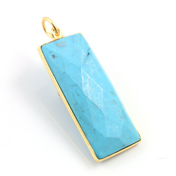 Natural Turquoise Long Bar Bezel , (BZC9051/TUR) - Beadspoint
