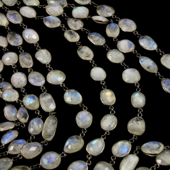 Rainbow Moonstone Faceted Bezel Chain, (BC-RNB-164) - Beadspoint