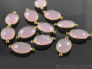 Rose Quartz Faceted Oval Connector, (BZC7372) - Beadspoint