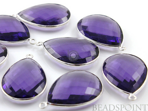 Purple Amethyst Sterling Silver Pear Bezel, (SSBZ7093) - Beadspoint