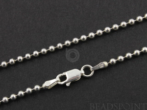 Sterling Silver Finished Ball Neck Chain, (BALL22-18) - Beadspoint