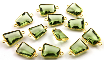 Green Amethyst Fancy Bezel Connector (BZC9042/CNT/GAM) - Beadspoint