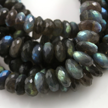 Grey Labradorite Large Faceted Rondelles Beads, (LAB/14mm/RND) - Beadspoint