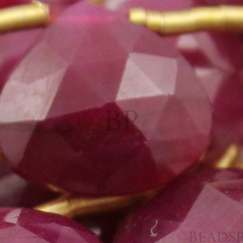 Ruby Faceted Heart Drops , 6 Pieces, (Rby6-8Hrt) - Beadspoint