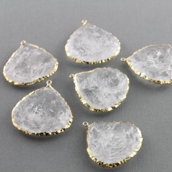Rock Crystal Electroplated Heart Bezel, (BZC9064/RCY/HRT) - Beadspoint