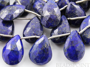 Blue Lapis Lazuli, Small Faceted Pear Drops, (LAP7x10PEAR) - Beadspoint