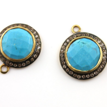 Turquoise w/ White Sapphire, (A-208/TURQ) - Beadspoint