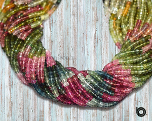 Multi Tourmaline Faceted Roundel Beads, (TMLN4RNDL-2) - Beadspoint